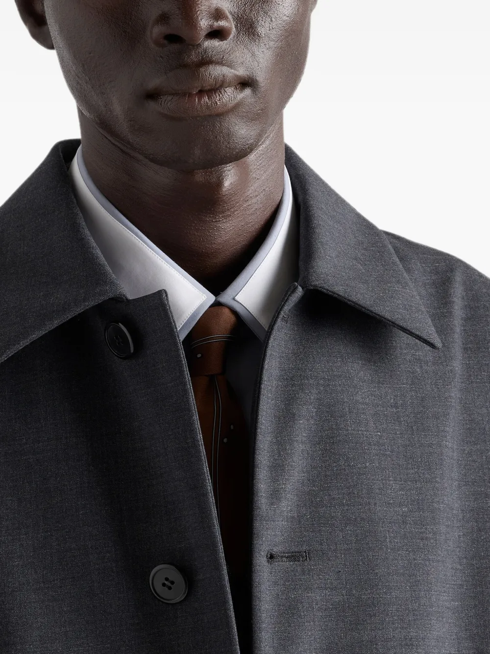 Prada Wollen mantel met enkele rij knopen Grijs