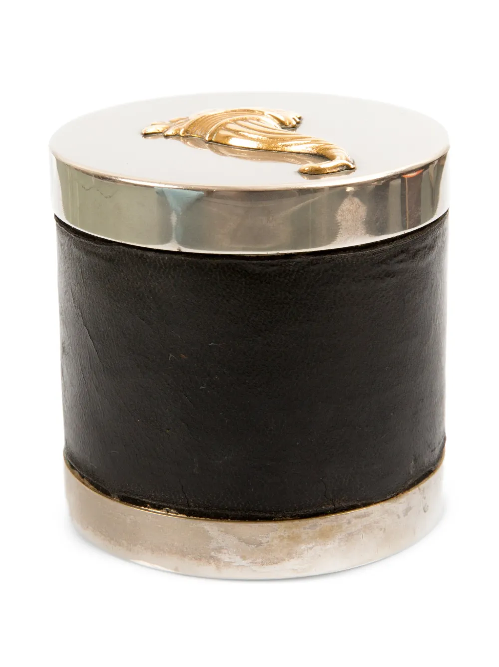 Hermès Pre-Owned 1950s cornucopia-detail leather-panel cigarette box - Nero