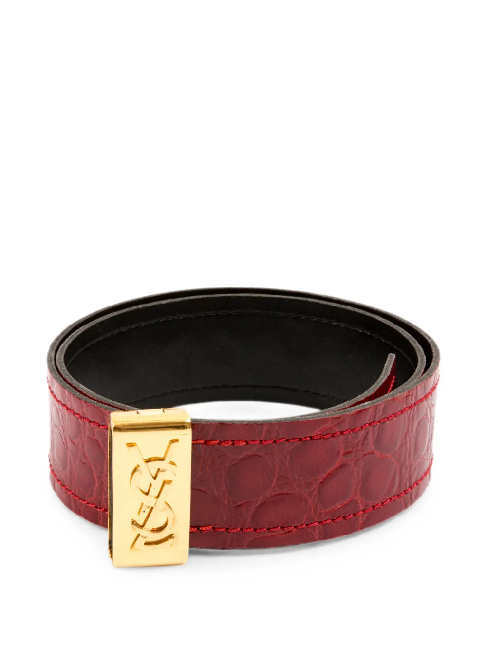 Saint Laurent Pre-Owned 1990s logo plaque belt - Rot