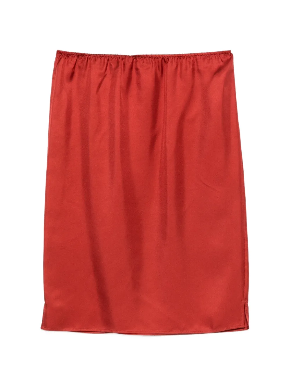 LouLou de Saison satin-finish elasticated-waist midi skirt Rood
