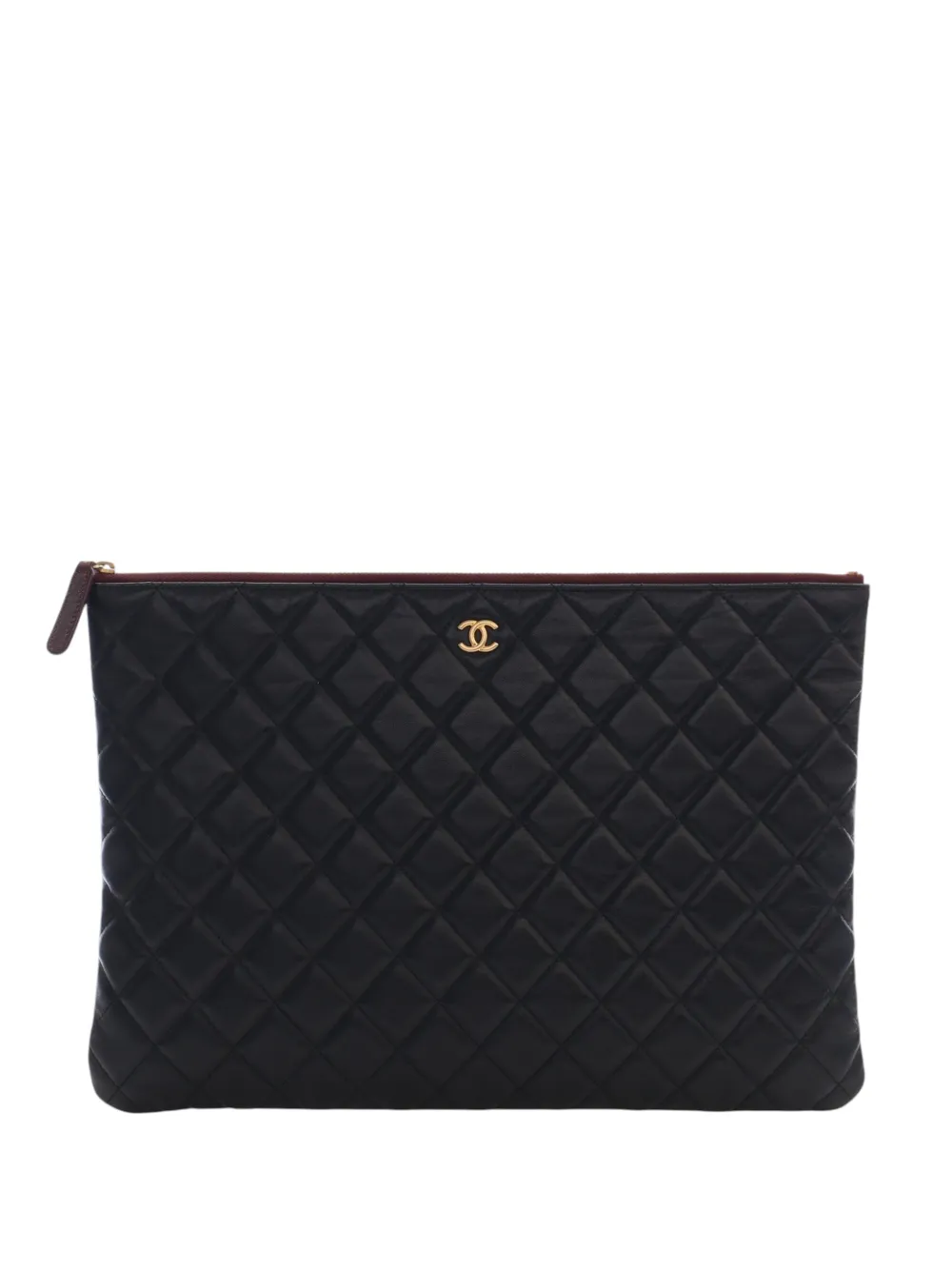 CHANEL Pre-Owned 2019 Large Quilted Lambskin O Case clutch bag - Nero