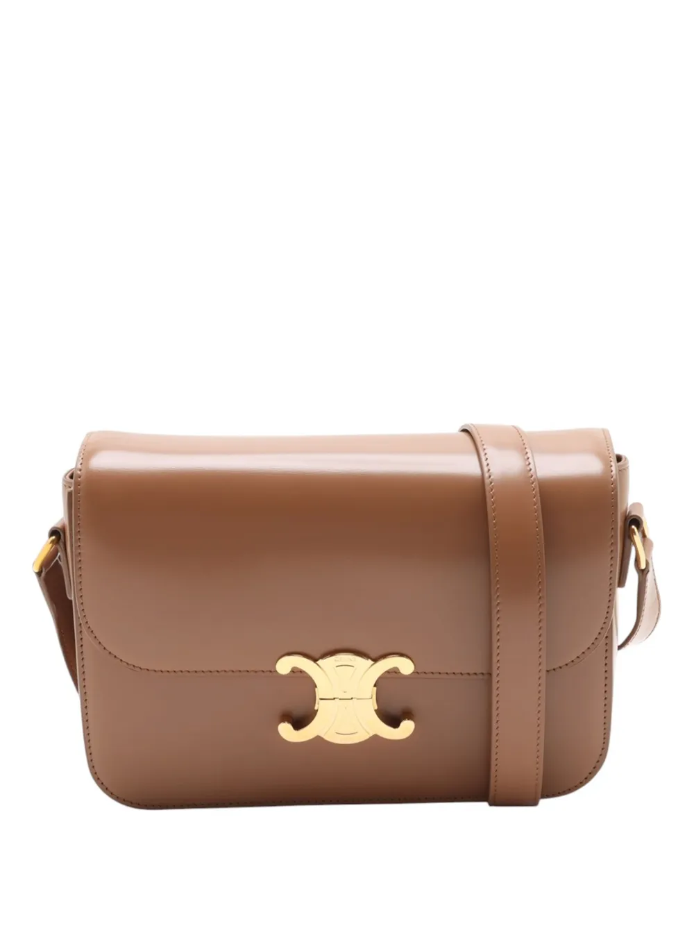 Celine Pre-Owned 2018-2026 Teen Shiny Calfskin Triomphe crossbody bag - Braun