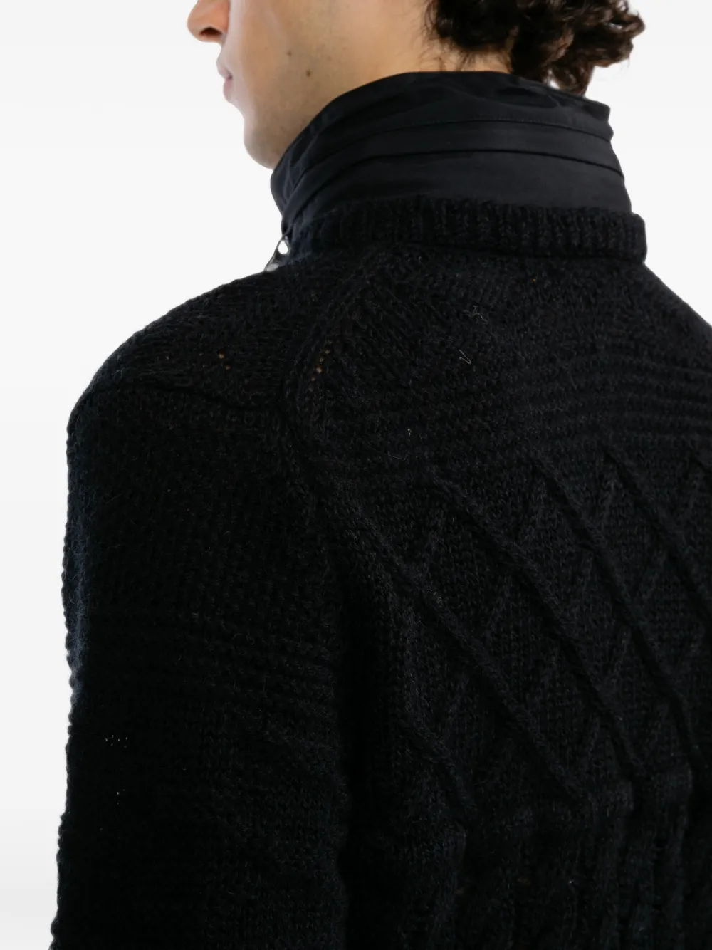 Kolor Hoodie met kabelgebreide print Zwart