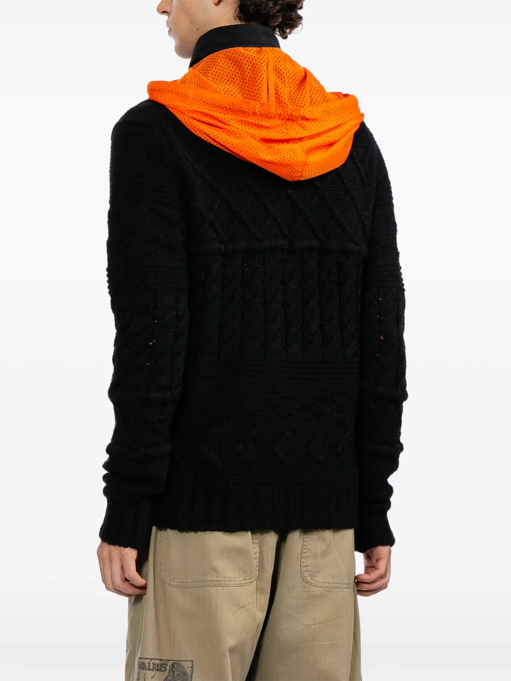 Kolor Hoodie met kabelgebreide print Zwart
