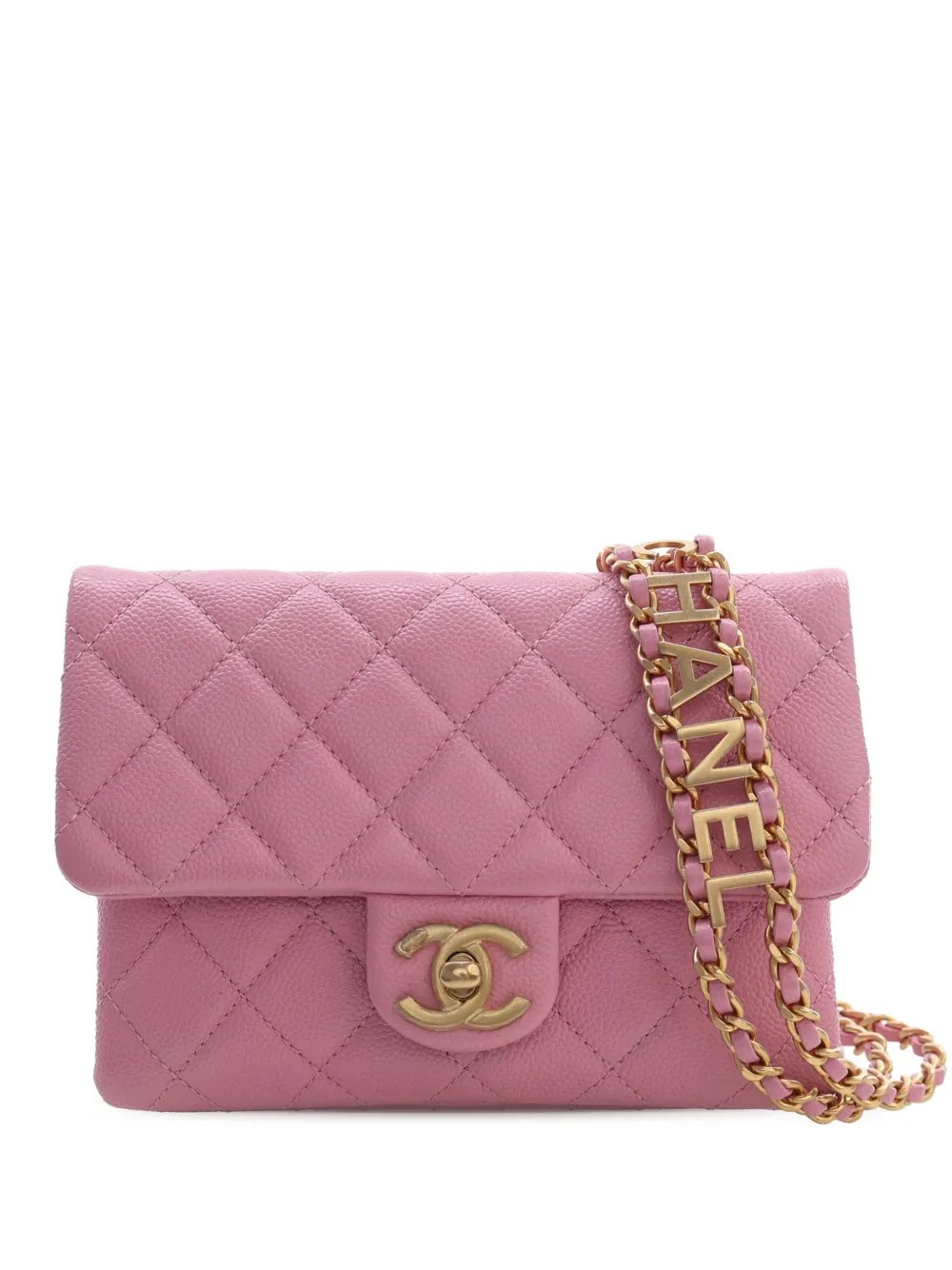 CHANEL Pre-Owned 2021-2026 Quilted Caviar Pick Me Up Flap belt bag - Rosa