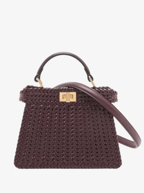 Fendi Pre-Owned 2010-2026 Petite Woven Leather Peekaboo ISeeU satchel