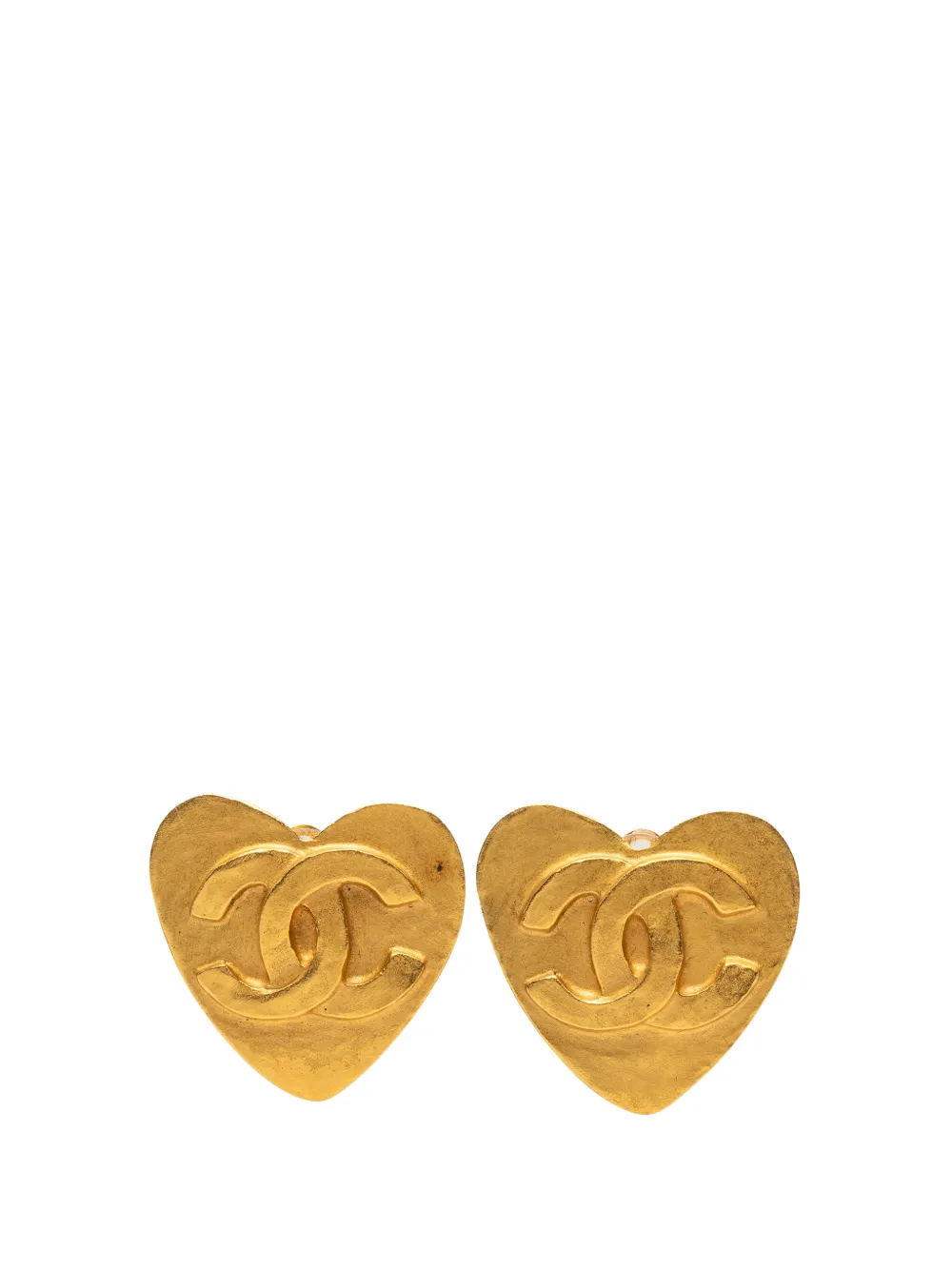 CHANEL Pre-Owned 1995 CC Gold Plated Heart Clip On Earrings costume earrings - Oro