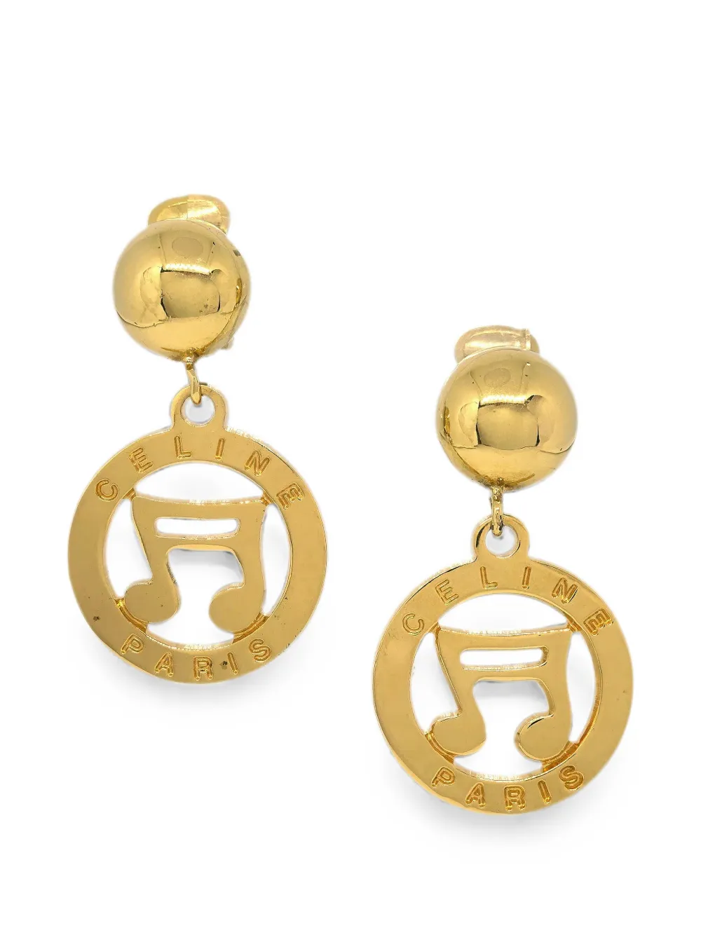Celine Pre-Owned 1990-2000s music-note clip-on earrings - Oro