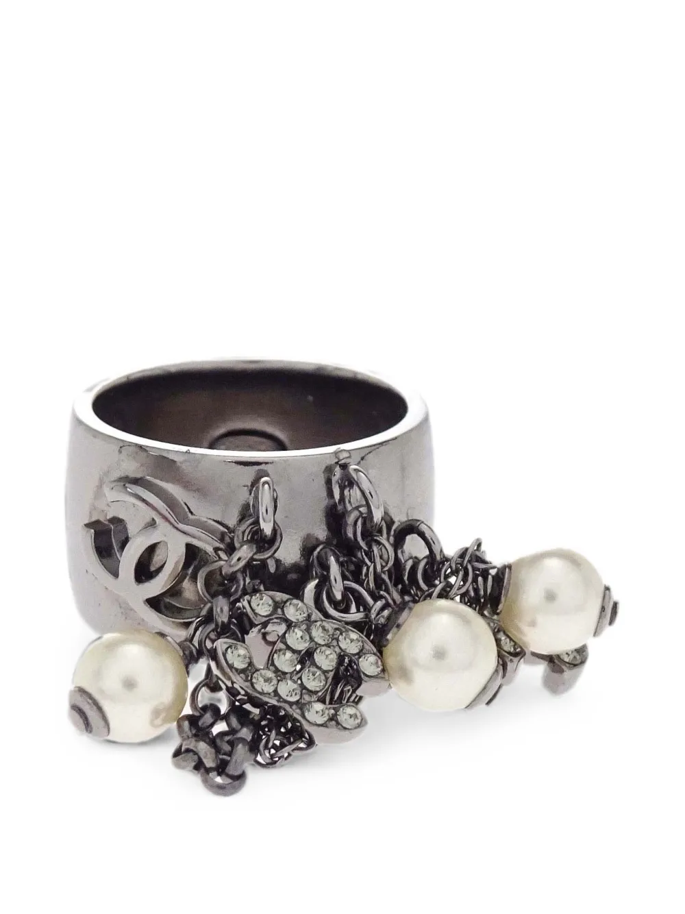 CHANEL Pre-Owned 2010 Interlocking CC faux-pearl ring - Grau