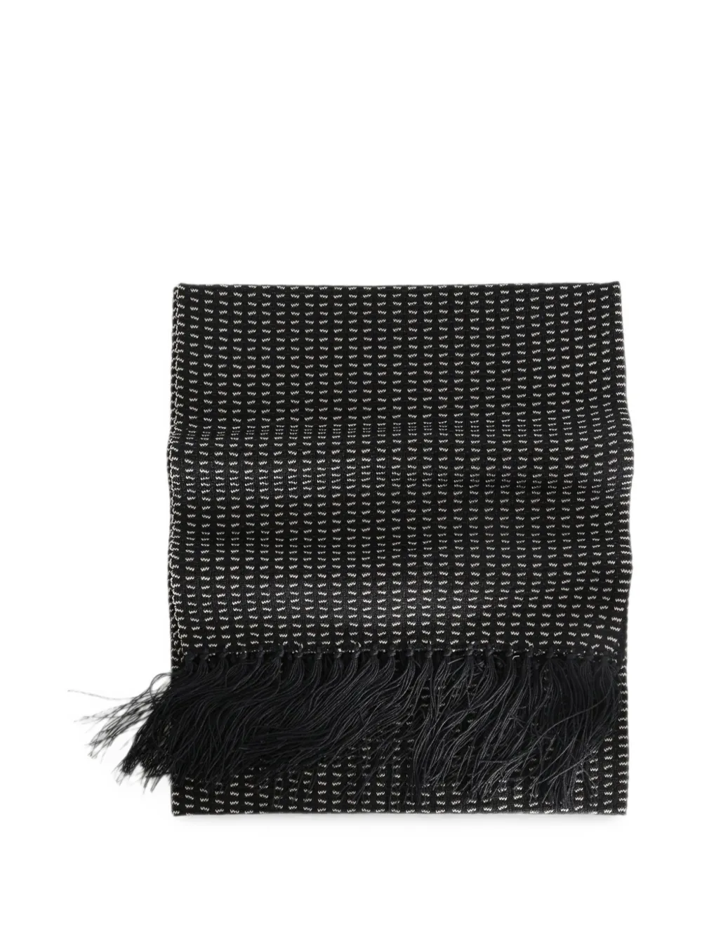 TAIGA TAKAHASHI patterned fringed scarf - Schwarz