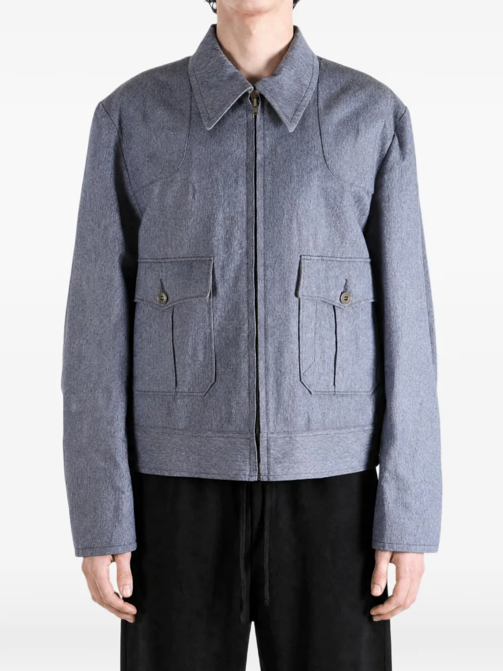 TAIGA TAKAHASHI LOT.330 US Letter zip-up flap-pocket jacket - Blu