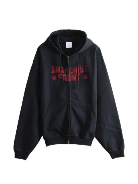 VETEMENTS slogan-print zip-up hoodie