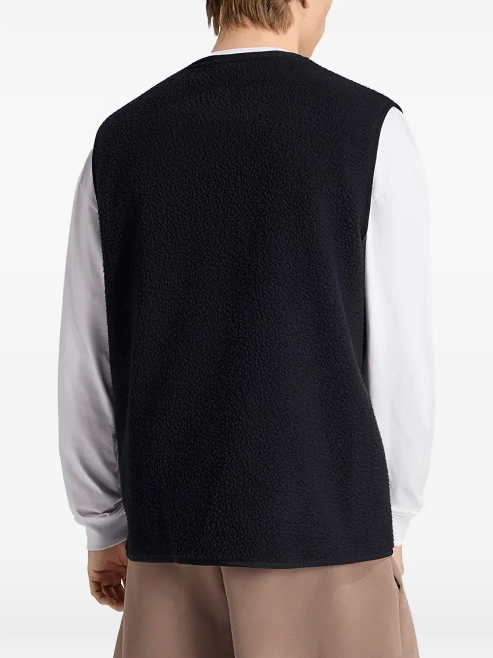 adidas City Tech 3-Stripes high-pile fleece vest Zwart