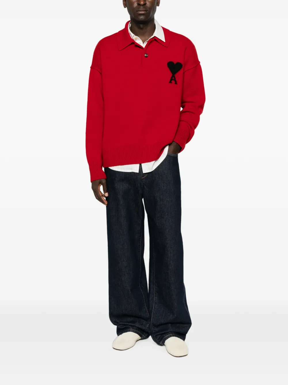 AMI Paris Poloshirt met logo Rood