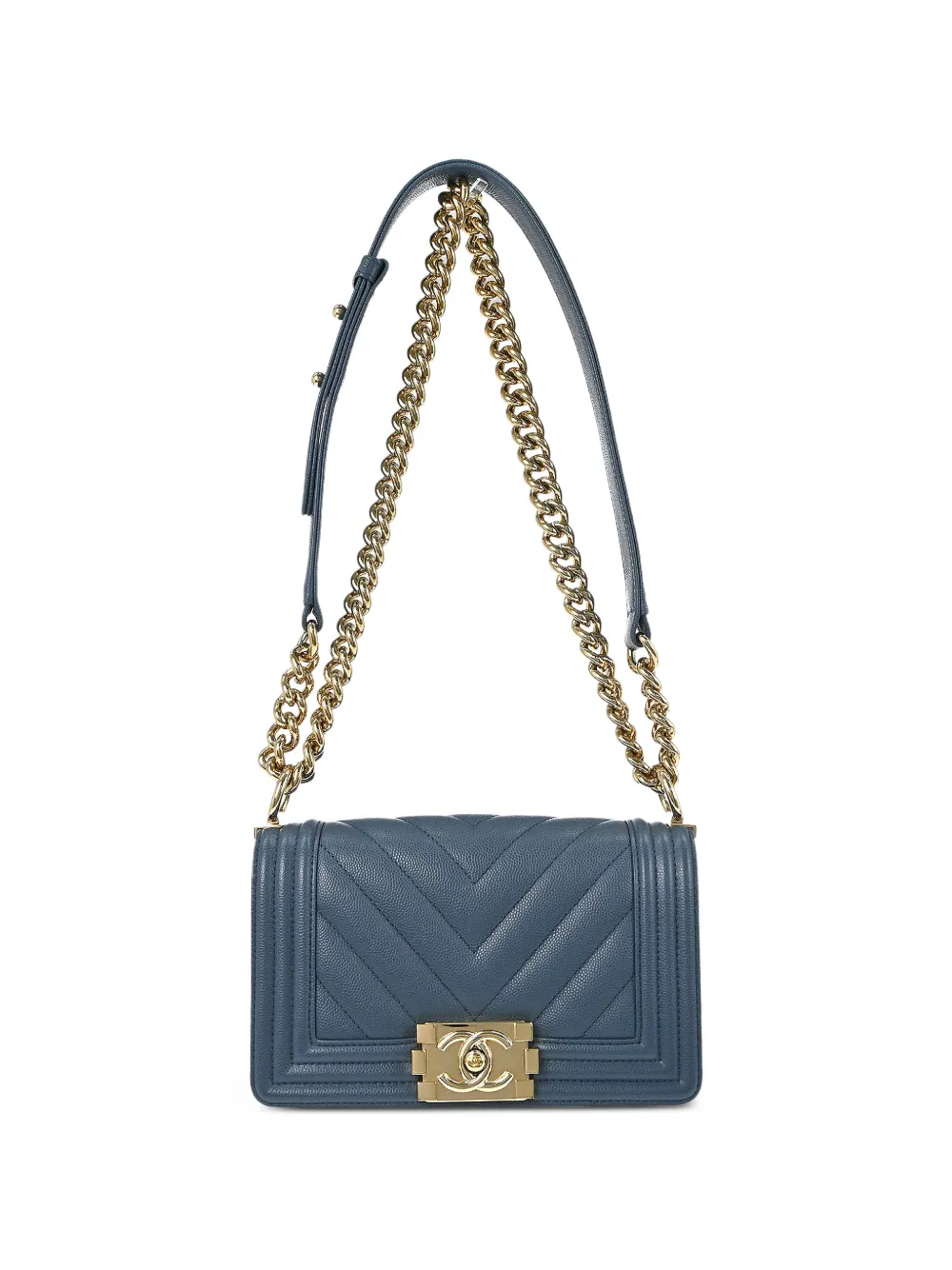 CHANEL Pre-Owned 2018 small Boy chevron-quilted shoulder bag - Blu