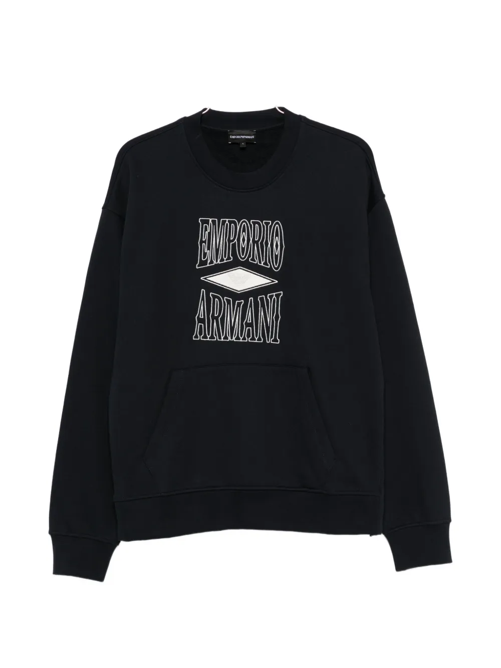 Emporio Armani logo-embroidered zip-slit sweater - Blu