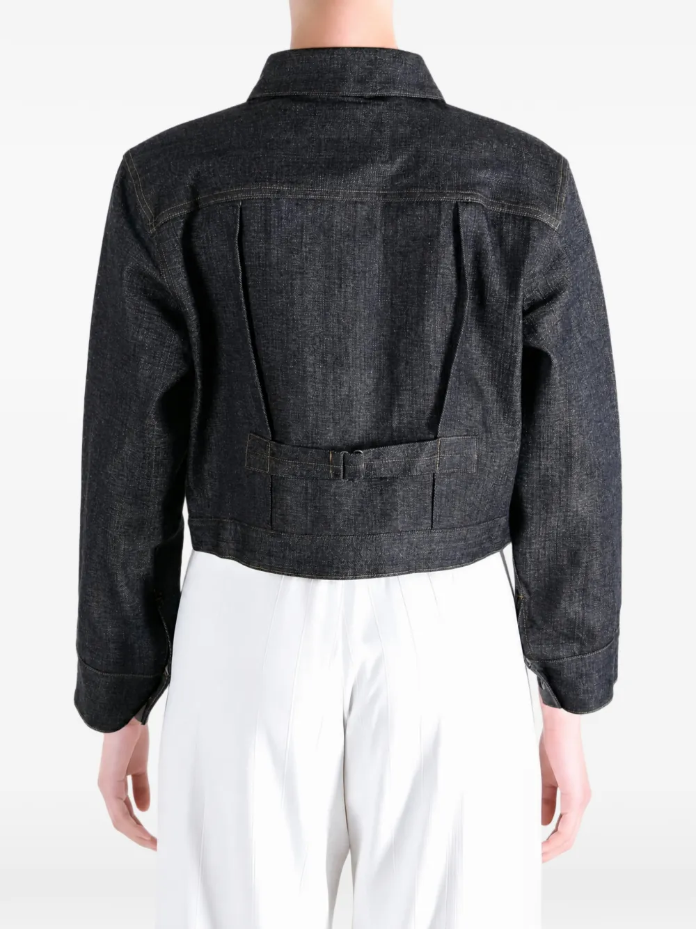TAIGA TAKAHASHI Cropped denim jack Blauw