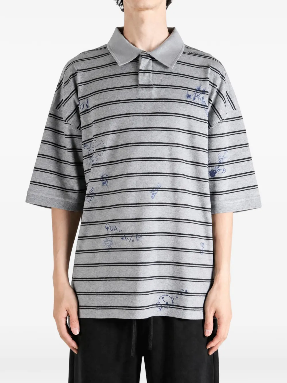 VETEMENTS Gestreept poloshirt met print Grijs