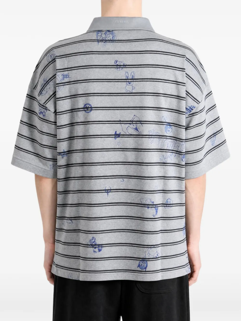 VETEMENTS Gestreept poloshirt met print Grijs