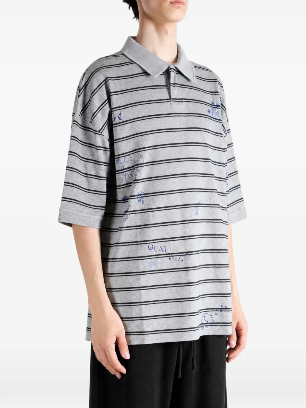 VETEMENTS Gestreept poloshirt met print Grijs