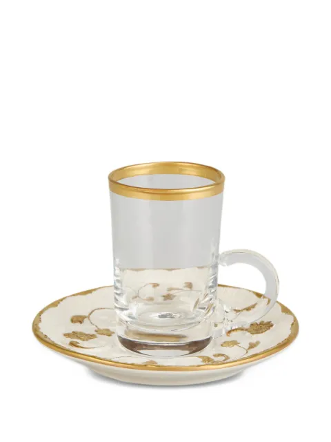 VILLARI Taormina floral-embossed tea cup and saucer set (11cm)