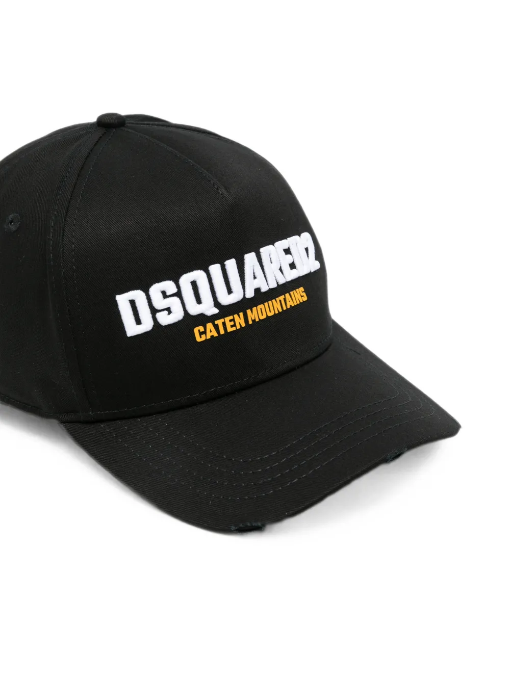 DSQUARED2 Gerafelde honkbalpet met borduurwerk Zwart