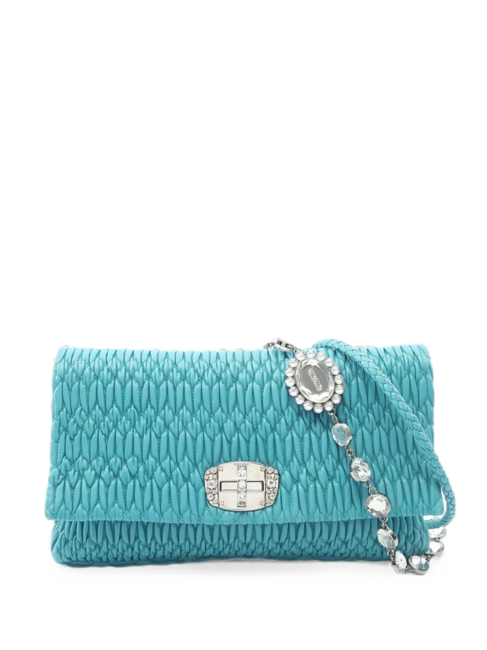 Miu Miu Pre-Owned 2000s Matelassé leather shoulder bag - Blu