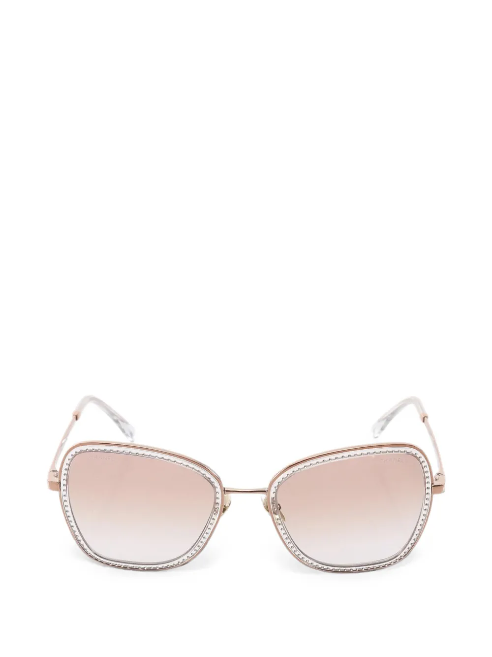 CHANEL Pre-Owned 1986-1988 rhinestone-embellished square-frame sunglasses - Gold