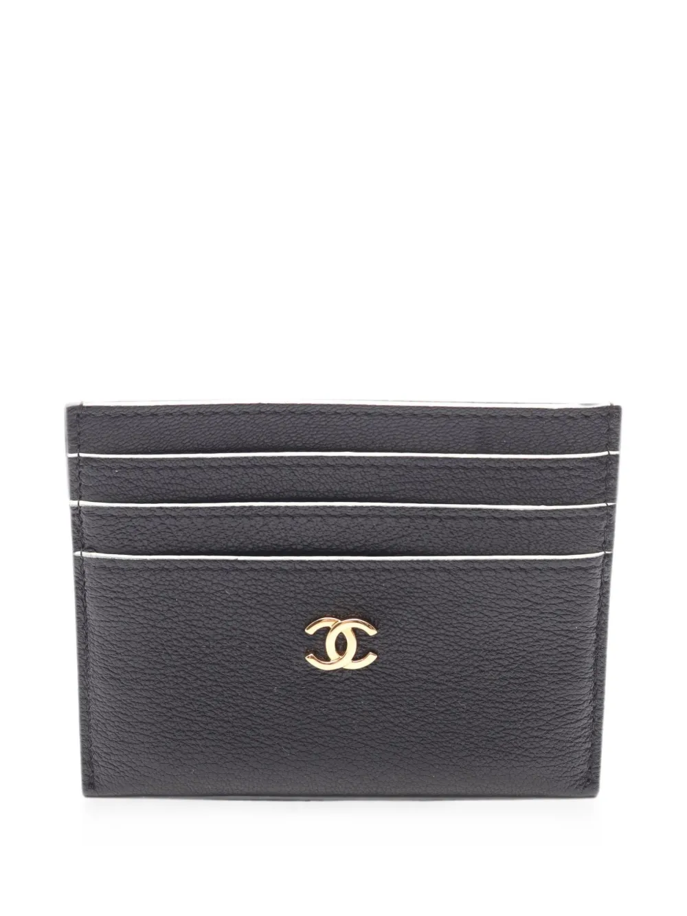 Pre-owned Chanel Coco Mark Card Case In Black