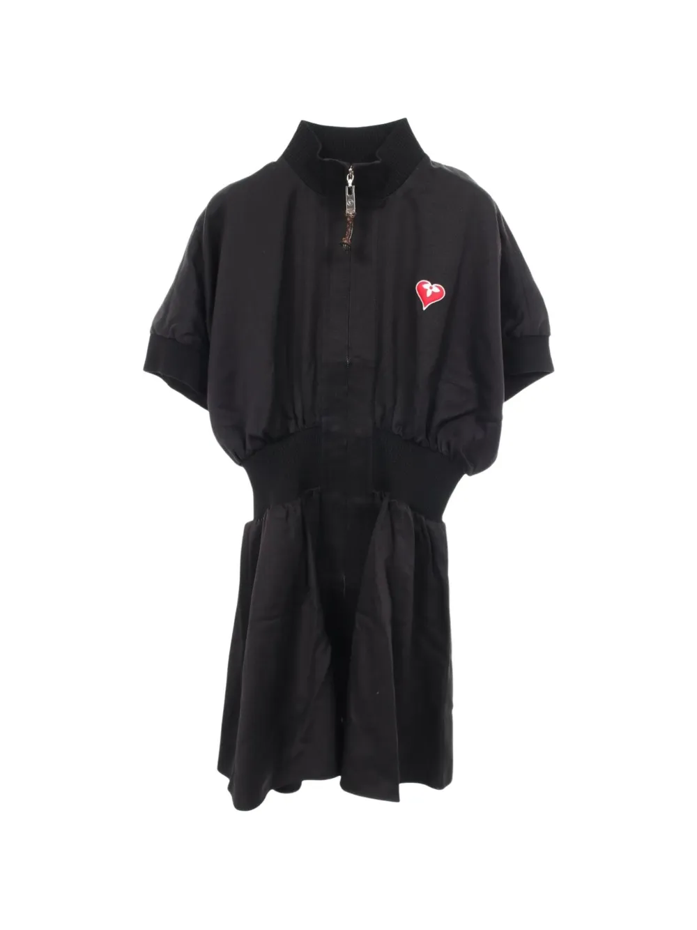 Pre-owned Louis Vuitton 2010s Puff-sleeve Zip-up Mini Dress In Black