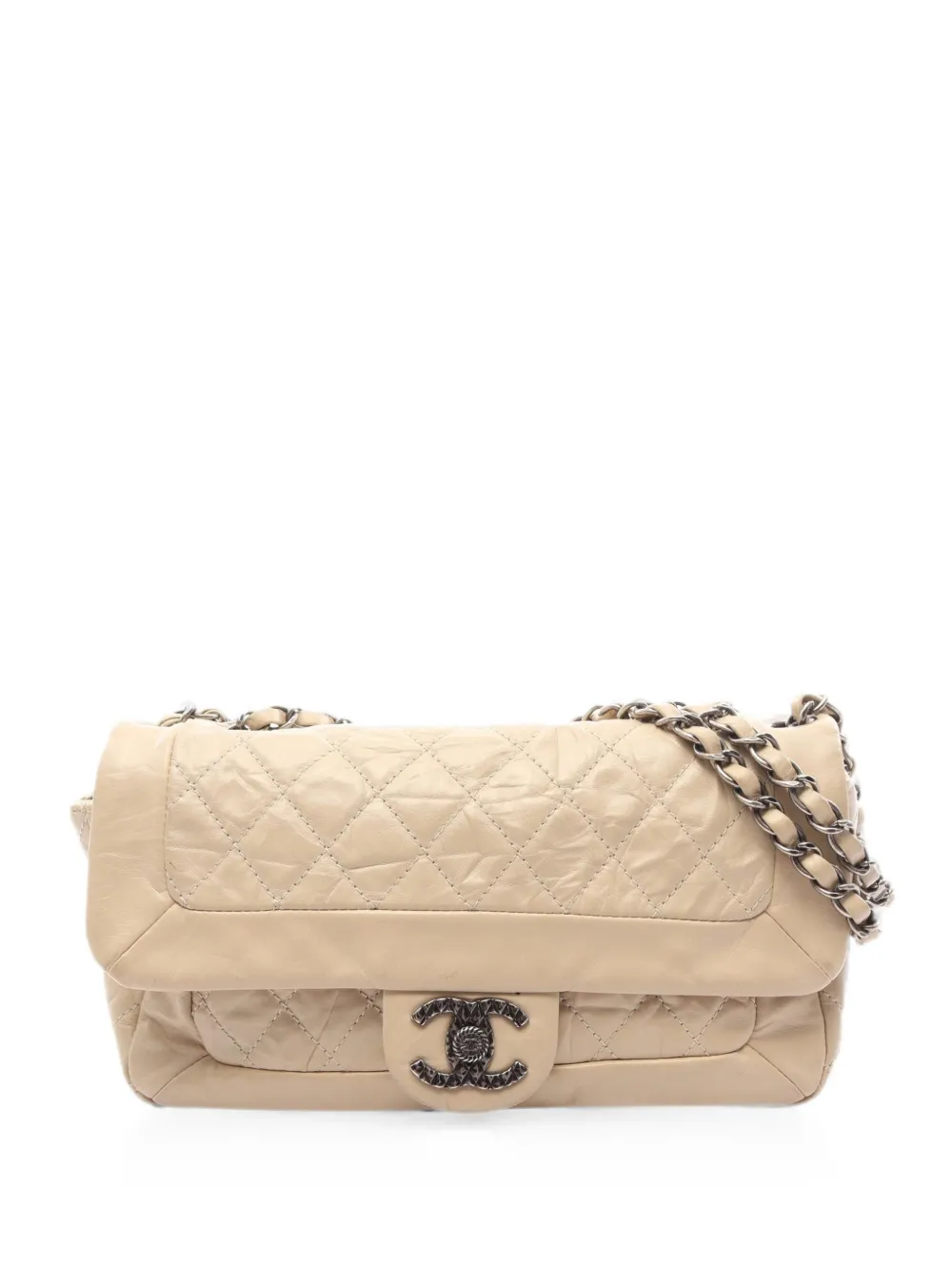 CHANEL Pre-Owned 2009-2010 Coco Rider Matelassé chain shoulder bag - Nude