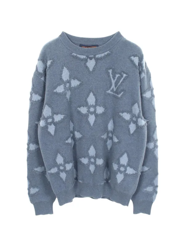 Louis Vuitton ロゴパターン セーター M Louis Vuitton Pre-Owned 2010s Monogram Jacquard Sweater | Blue