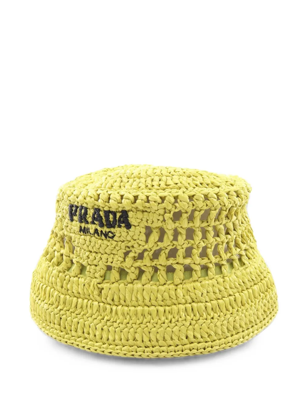 Pre-owned Prada 2000s Logo Bucket Hat In Yellow