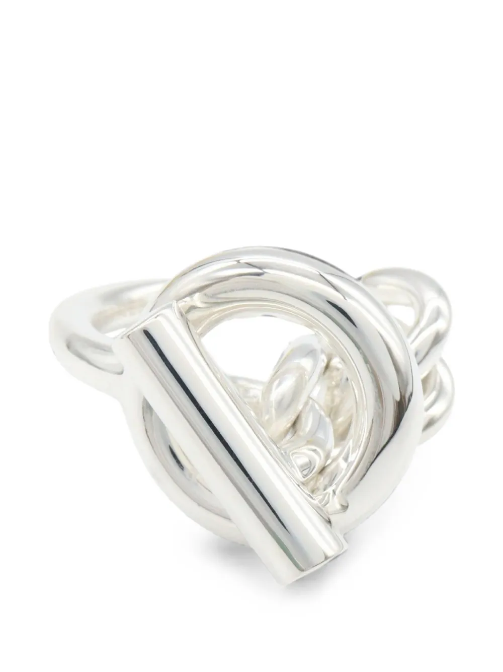 Pre-owned Hermes 2010s Gm Croisette Ring In Silver