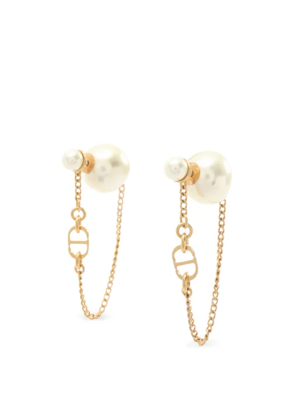 Dior Pre-owned 2010s Tribal Chain Earrings in Gold