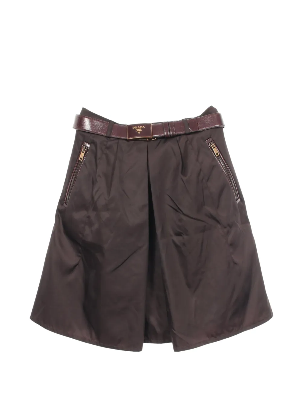 Prada Pre-Owned 2010s belted zip-pocket skirt - Braun