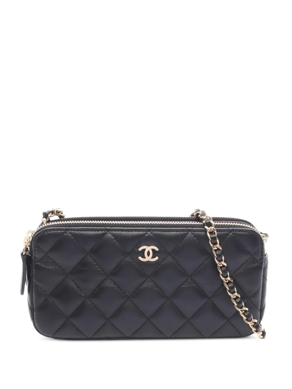 CHANEL Pre-Owned 2016-2017 Matelassé chain wallet - Nero