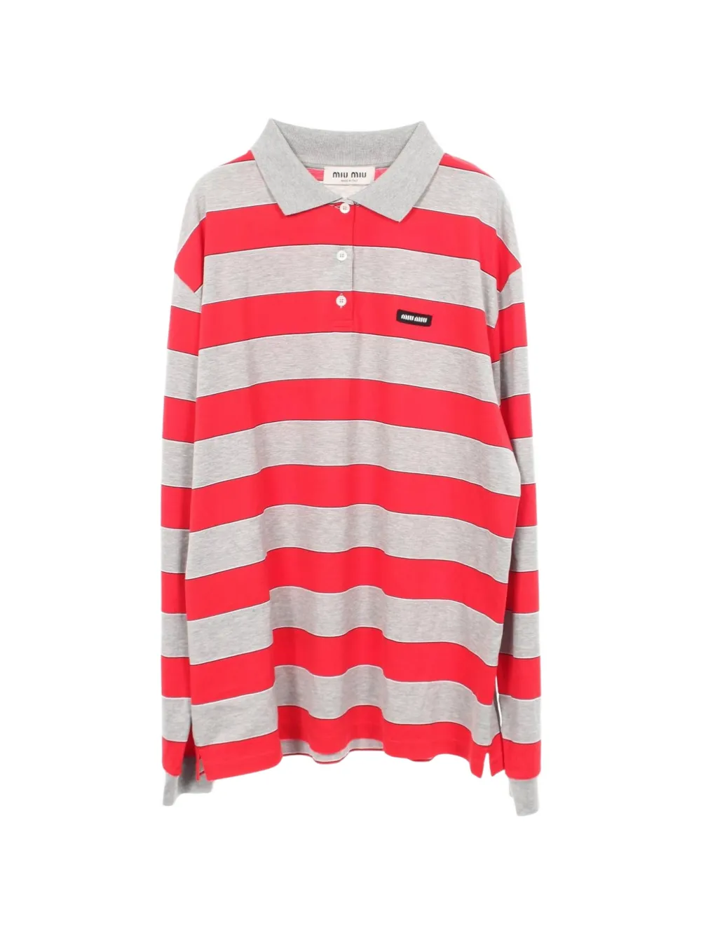 Miu Miu Pre-Owned 2010s striped long-sleeve polo shirt - Grigio