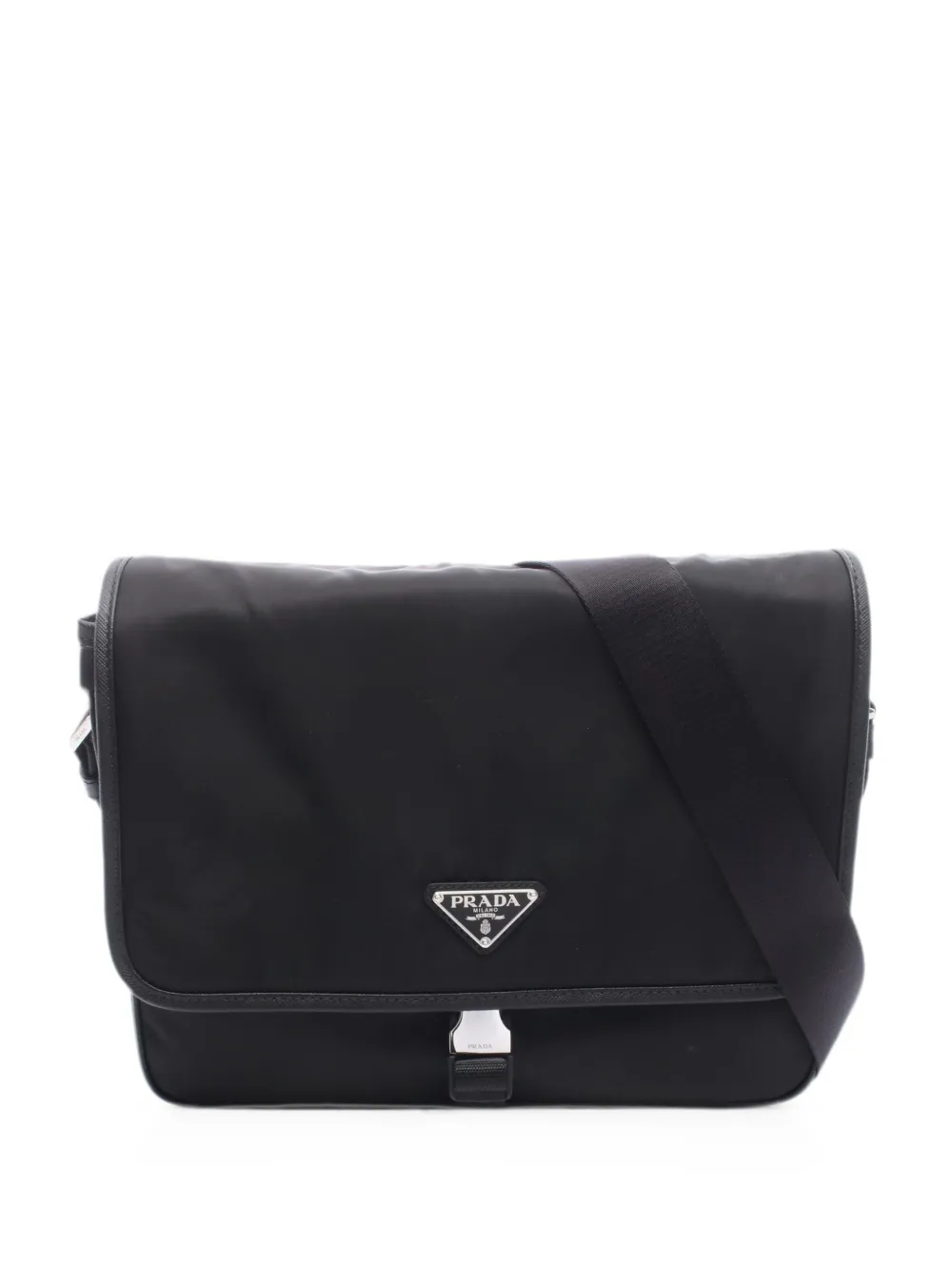 Prada Pre-Owned Re-Nylon logo-plaque messenger bag - Schwarz