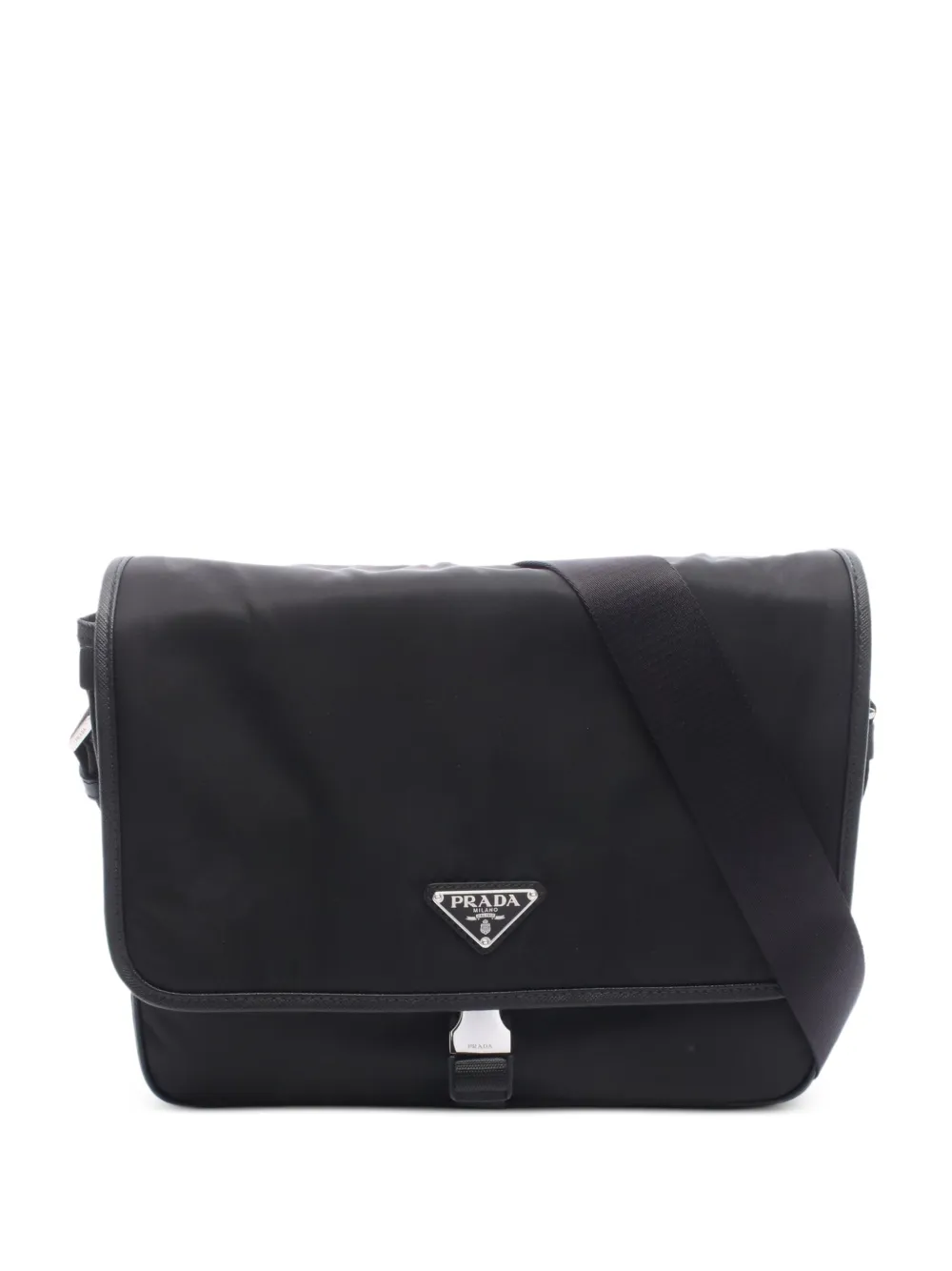 Prada Pre-Owned Re-Nylon logo-plaque messenger bag - Nero