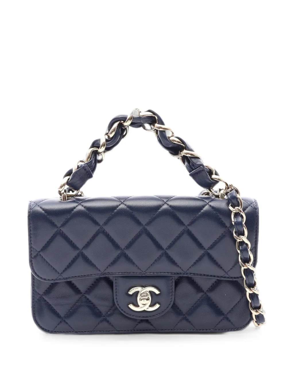 CHANEL Pre-Owned 2021 Classic Flap matelassé chain-strap mini bag - Blau