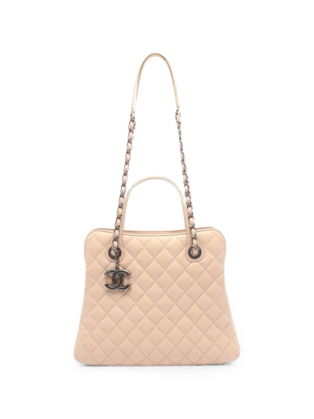 Pre-owned Chanel 2015-2016 Matelassé Chain Shoulder Bag In Neutrals
