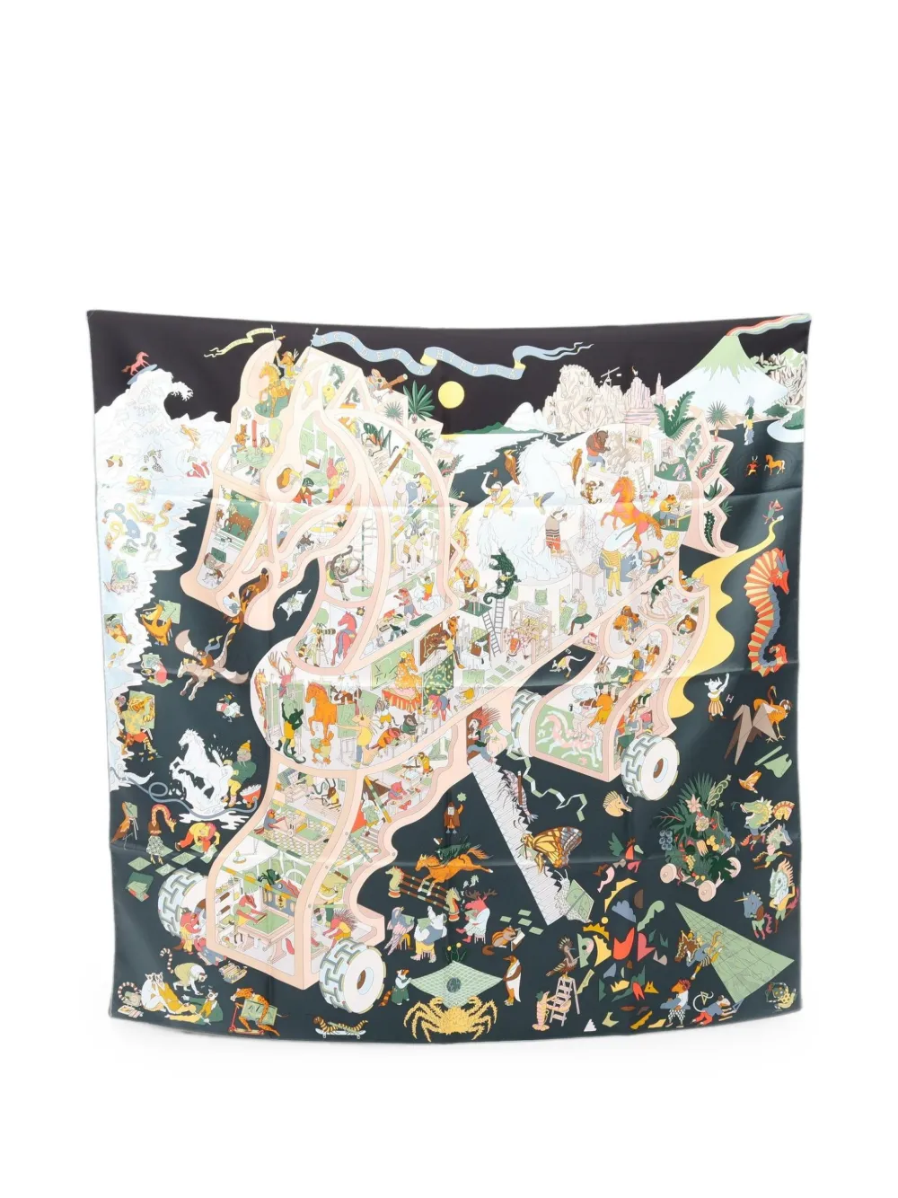 Pre-owned Hermes 2020s Academia Hippica Scarf In Black