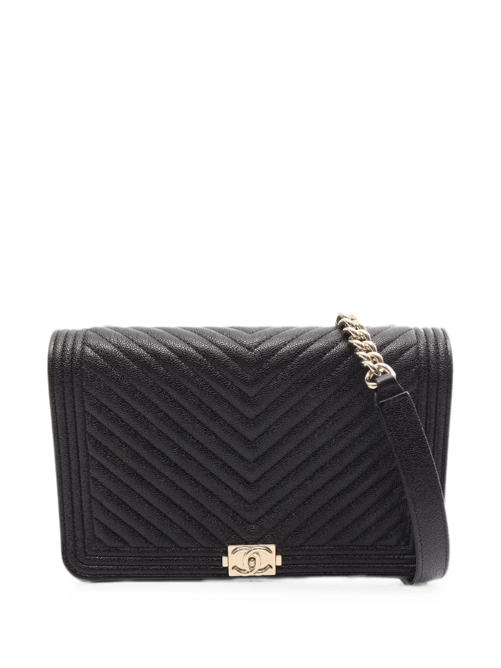 CHANEL Pre-Owned 2020-2021 V-stitch Boy Chanel caviar leather crossbody bag - Schwarz