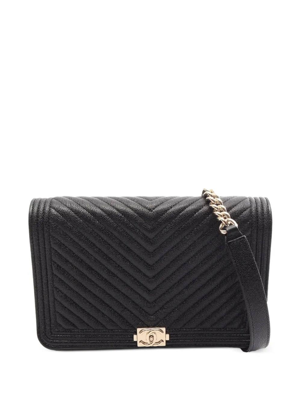 CHANEL Pre-Owned 2020-2021 V-stitch Boy Chanel caviar leather crossbody bag - Nero