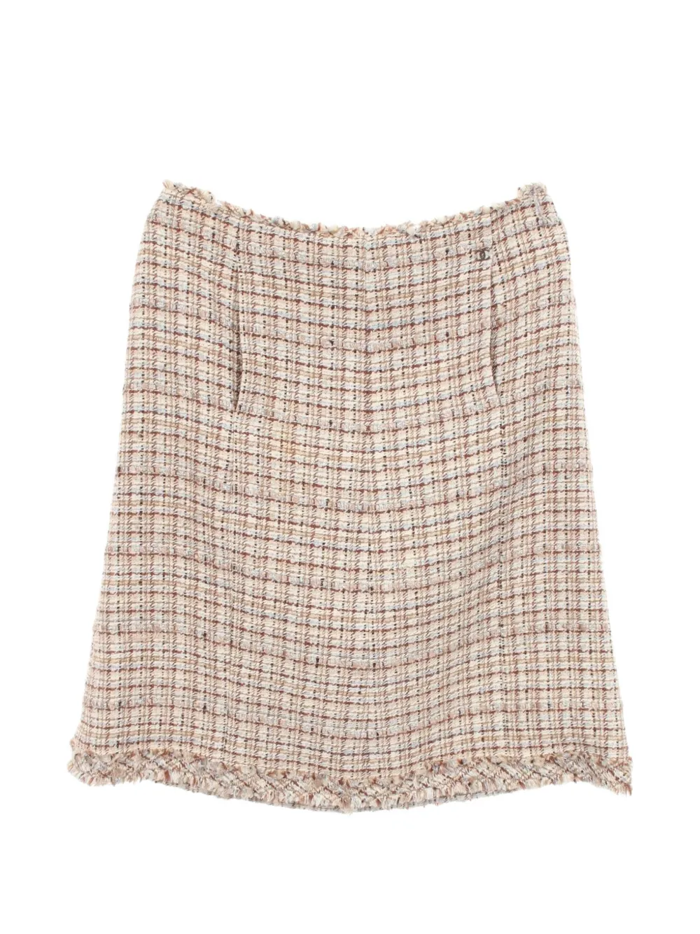 CHANEL Pre-Owned 1986-1988 Coco Mark tweed skirt - Nude