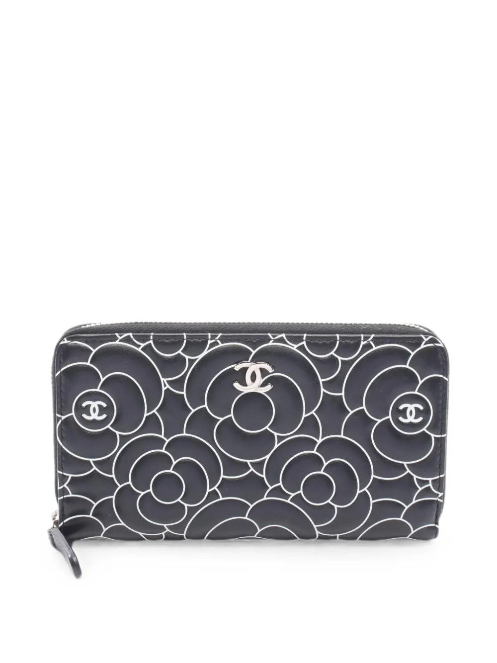 CHANEL Pre-Owned 2016-2017 large Camellia zip-around wallet - Schwarz