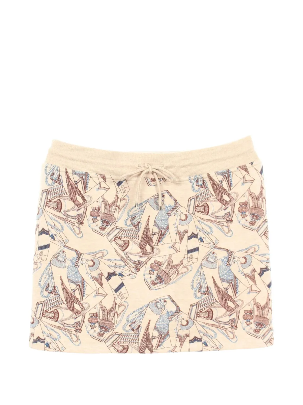 Hermès Pre-Owned 2010s Zouaves et Dragons Finesse pattern mini skirt - Nude