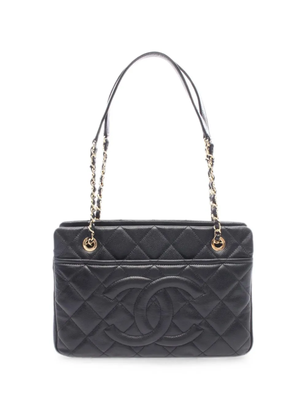 Pre-owned Chanel 2013-2014 Caviar Quilted Timeless Cc Soft Tote Bag In Black
