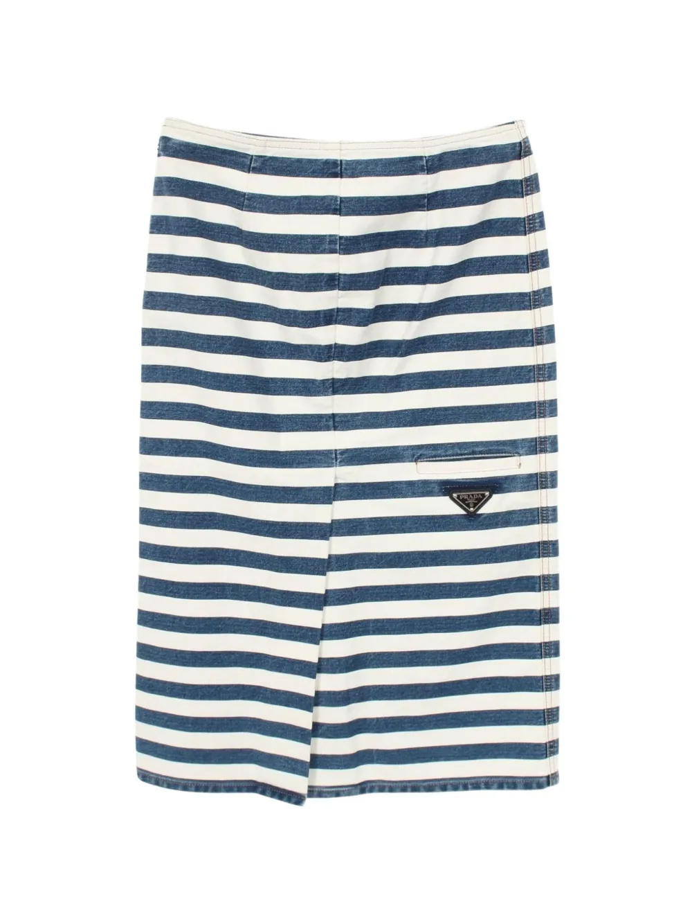 Prada Pre-Owned 2010s logo plate striped skirt - Blu